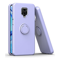 Custodia Silicone e Plastica Opaca Cover con Magnetico Anello Supporto QW1 per Xiaomi Redmi Note 9 Pro Max Viola