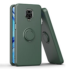 Custodia Silicone e Plastica Opaca Cover con Magnetico Anello Supporto QW1 per Xiaomi Redmi Note 9S Verde Notte