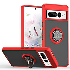 Custodia Silicone e Plastica Opaca Cover con Magnetico Anello Supporto QW2 per Google Pixel 7 Pro 5G Rosso