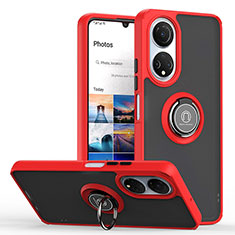 Custodia Silicone e Plastica Opaca Cover con Magnetico Anello Supporto QW2 per Huawei Honor X7 Rosso