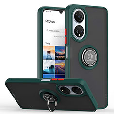 Custodia Silicone e Plastica Opaca Cover con Magnetico Anello Supporto QW2 per Huawei Honor X7 Verde Notte