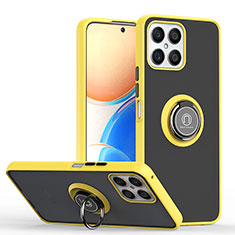 Custodia Silicone e Plastica Opaca Cover con Magnetico Anello Supporto QW2 per Huawei Honor X8 4G Giallo