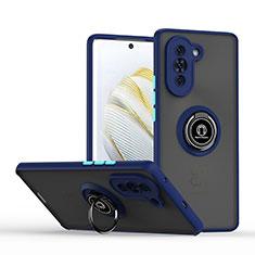 Custodia Silicone e Plastica Opaca Cover con Magnetico Anello Supporto QW2 per Huawei Nova 10 Blu