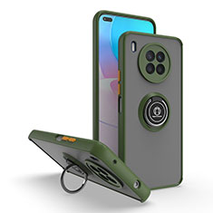 Custodia Silicone e Plastica Opaca Cover con Magnetico Anello Supporto QW2 per Huawei Nova 8i Verde Militare