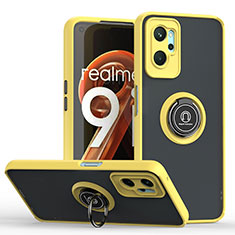 Custodia Silicone e Plastica Opaca Cover con Magnetico Anello Supporto QW2 per Oppo A96 4G Giallo