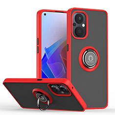 Custodia Silicone e Plastica Opaca Cover con Magnetico Anello Supporto QW2 per Oppo A96 5G Rosso