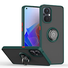 Custodia Silicone e Plastica Opaca Cover con Magnetico Anello Supporto QW2 per Oppo F21 Pro 5G Verde Notte