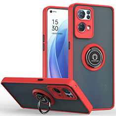 Custodia Silicone e Plastica Opaca Cover con Magnetico Anello Supporto QW2 per Oppo Reno7 Pro 5G Rosso