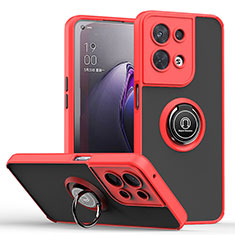 Custodia Silicone e Plastica Opaca Cover con Magnetico Anello Supporto QW2 per Oppo Reno8 Pro 5G Rosso