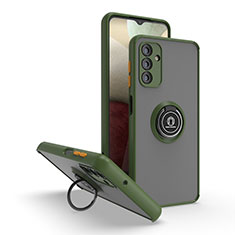 Custodia Silicone e Plastica Opaca Cover con Magnetico Anello Supporto QW2 per Samsung Galaxy A13 5G Verde Militare