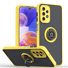 Custodia Silicone e Plastica Opaca Cover con Magnetico Anello Supporto QW2 per Samsung Galaxy A23 4G Giallo