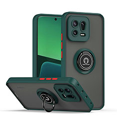 Custodia Silicone e Plastica Opaca Cover con Magnetico Anello Supporto QW2 per Xiaomi Mi 13 5G Verde Notte