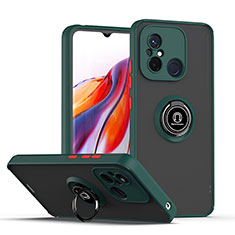 Custodia Silicone e Plastica Opaca Cover con Magnetico Anello Supporto QW2 per Xiaomi Poco C55 Verde Notte