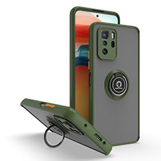 Custodia Silicone e Plastica Opaca Cover con Magnetico Anello Supporto QW2 per Xiaomi Poco X3 GT 5G Verde Militare