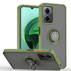 Custodia Silicone e Plastica Opaca Cover con Magnetico Anello Supporto QW2 per Xiaomi Redmi 10 5G Verde Militare