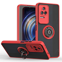 Custodia Silicone e Plastica Opaca Cover con Magnetico Anello Supporto QW2 per Xiaomi Redmi K50 5G Rosso