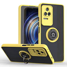 Custodia Silicone e Plastica Opaca Cover con Magnetico Anello Supporto QW2 per Xiaomi Redmi K50 Pro 5G Giallo