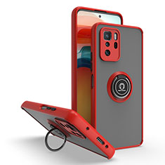 Custodia Silicone e Plastica Opaca Cover con Magnetico Anello Supporto QW2 per Xiaomi Redmi Note 10 Pro 5G Rosso