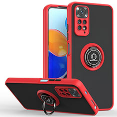 Custodia Silicone e Plastica Opaca Cover con Magnetico Anello Supporto QW2 per Xiaomi Redmi Note 11 Pro 4G Rosso