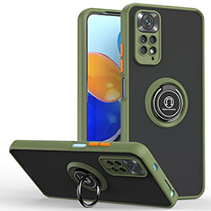 Custodia Silicone e Plastica Opaca Cover con Magnetico Anello Supporto QW2 per Xiaomi Redmi Note 11 Pro 4G Verde Militare