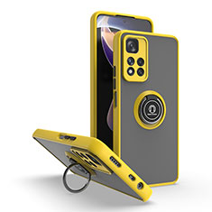 Custodia Silicone e Plastica Opaca Cover con Magnetico Anello Supporto QW2 per Xiaomi Redmi Note 11 Pro+ Plus 5G Giallo