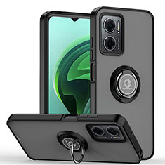 Custodia Silicone e Plastica Opaca Cover con Magnetico Anello Supporto QW2 per Xiaomi Redmi Note 11E 5G Nero