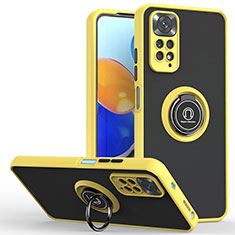 Custodia Silicone e Plastica Opaca Cover con Magnetico Anello Supporto QW2 per Xiaomi Redmi Note 11S 4G Giallo