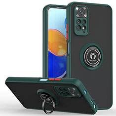 Custodia Silicone e Plastica Opaca Cover con Magnetico Anello Supporto QW2 per Xiaomi Redmi Note 11S 4G Verde Notte