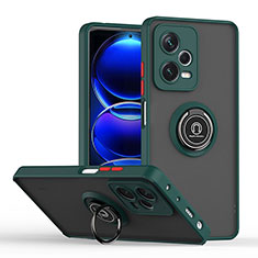 Custodia Silicone e Plastica Opaca Cover con Magnetico Anello Supporto QW2 per Xiaomi Redmi Note 12 Explorer Verde Notte