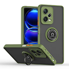 Custodia Silicone e Plastica Opaca Cover con Magnetico Anello Supporto QW2 per Xiaomi Redmi Note 12 Pro 5G Verde Militare