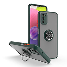 Custodia Silicone e Plastica Opaca Cover con Magnetico Anello Supporto QW3 per Samsung Galaxy F02S SM-E025F Verde Notte