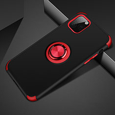 Custodia Silicone e Plastica Opaca Cover con Magnetico Anello Supporto R01 per Apple iPhone 11 Pro Max Rosso e Nero