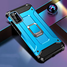 Custodia Silicone e Plastica Opaca Cover con Magnetico Anello Supporto R01 per Huawei Honor View 30 Pro 5G Cielo Blu