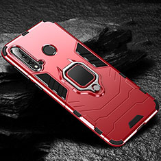 Custodia Silicone e Plastica Opaca Cover con Magnetico Anello Supporto R01 per Huawei Nova 5i Rosso