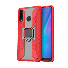 Custodia Silicone e Plastica Opaca Cover con Magnetico Anello Supporto R01 per Huawei P30 Lite New Edition Rosso