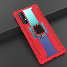 Custodia Silicone e Plastica Opaca Cover con Magnetico Anello Supporto R01 per Oppo Find X2 Neo Rosso