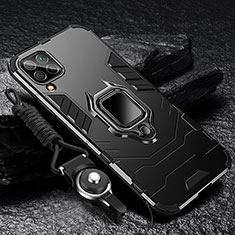 Custodia Silicone e Plastica Opaca Cover con Magnetico Anello Supporto R01 per Samsung Galaxy A12 5G Nero