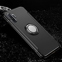 Custodia Silicone e Plastica Opaca Cover con Magnetico Anello Supporto R01 per Samsung Galaxy Note 10 Plus 5G Nero