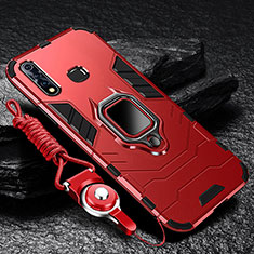 Custodia Silicone e Plastica Opaca Cover con Magnetico Anello Supporto R01 per Vivo Y5s Rosso