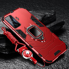 Custodia Silicone e Plastica Opaca Cover con Magnetico Anello Supporto R01 per Xiaomi Redmi K50 Gaming AMG F1 5G Rosso