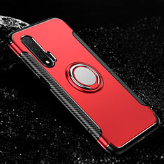 Custodia Silicone e Plastica Opaca Cover con Magnetico Anello Supporto R02 per Huawei Nova 6 5G Rosso