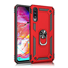 Custodia Silicone e Plastica Opaca Cover con Magnetico Anello Supporto R02 per Samsung Galaxy A90 5G Rosso