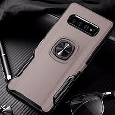 Custodia Silicone e Plastica Opaca Cover con Magnetico Anello Supporto R02 per Samsung Galaxy S10 5G Oro Rosa