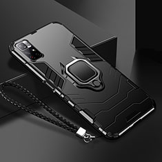 Custodia Silicone e Plastica Opaca Cover con Magnetico Anello Supporto R02 per Xiaomi Poco M4 Pro 5G Nero