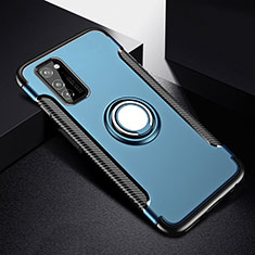 Custodia Silicone e Plastica Opaca Cover con Magnetico Anello Supporto R03 per Huawei Honor V30 Pro 5G Blu