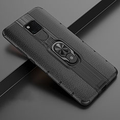 Custodia Silicone e Plastica Opaca Cover con Magnetico Anello Supporto R03 per Huawei Mate 20 X 5G Nero