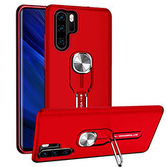 Custodia Silicone e Plastica Opaca Cover con Magnetico Anello Supporto R03 per Huawei P30 Pro New Edition Rosso