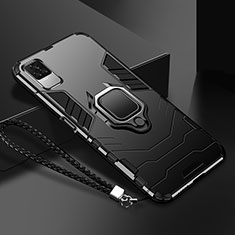 Custodia Silicone e Plastica Opaca Cover con Magnetico Anello Supporto R03 per Xiaomi Poco F4 5G Nero