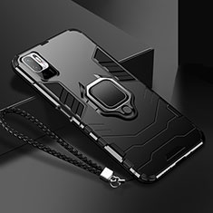 Custodia Silicone e Plastica Opaca Cover con Magnetico Anello Supporto R03 per Xiaomi Redmi Note 11 SE 5G Nero