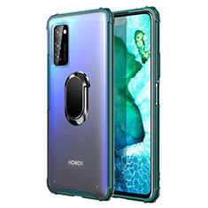 Custodia Silicone e Plastica Opaca Cover con Magnetico Anello Supporto R04 per Huawei Honor View 30 5G Verde